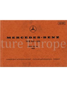 1968 MERCEDES BENZ 230  | 250 SPARE PARTS MANUAL MULTI