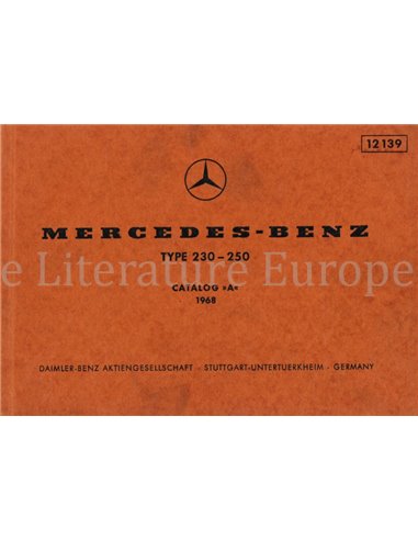 1968 MERCEDES BENZ 230  | 250 SPARE PARTS MANUAL MULTI