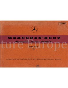 1969 MERCEDES BENZ S CLASS SPARE PARTS MANUAL MULTI