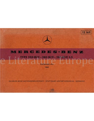 1969 MERCEDES BENZ S KLASSE ONDERDELENHANDBOEK MULTI