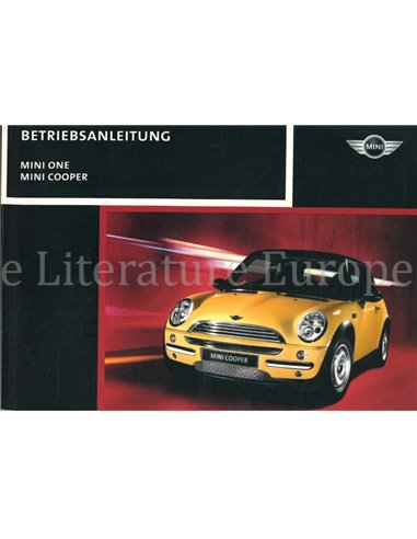 2001 MINI ONE COOPER S INSTRUCTIEBOEKJE DUITS
