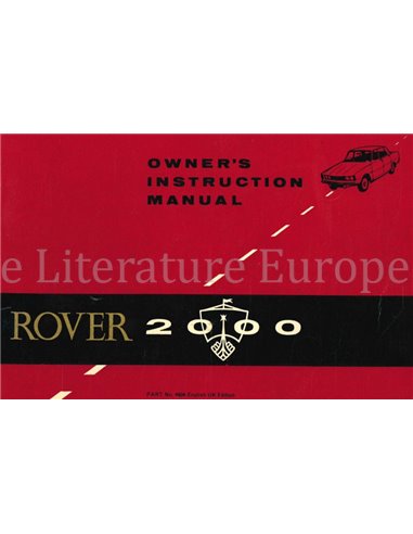 1967 ROVER 2000 INSTRUCTIEBOEKJE ENGELS