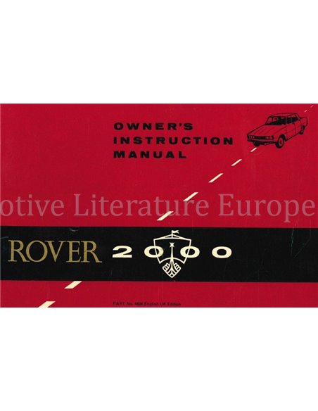1967 ROVER 2000 OWNER'S MANUAL ENGLISH