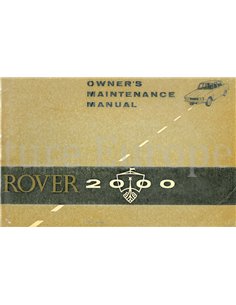 1963 ROVER 2000 BETRIEBSANLEITUNG ENGLISCH