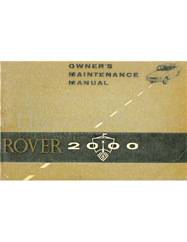 1963 ROVER 2000 BETRIEBSANLEITUNG ENGLISCH
