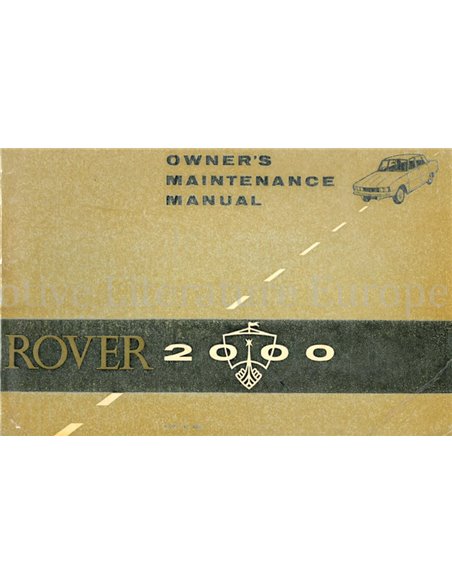 1963 ROVER 2000 BETRIEBSANLEITUNG ENGLISCH