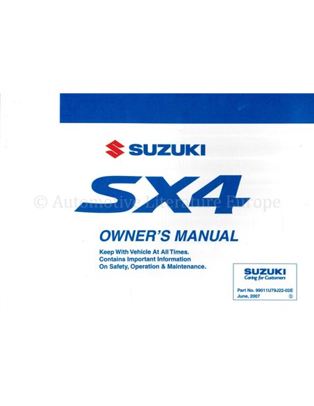 2007 SUZUKI SX4 OWNERS MANUAL ENGLISH