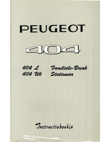 1967 PEUGEOT 404 FAMILIALE-BREAK | STATIONCAR OWNERS MANUAL DUTCH