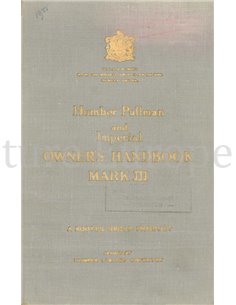 1951 HUMBER PULLMAN | IMPERIAL MARK III OWNERS MANUAL ENGLISH