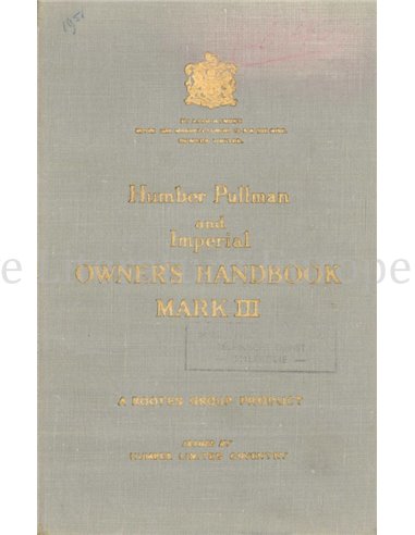 1951 HUMBER PULLMAN | IMPERIAL MARK III OWNERS MANUAL ENGLISH