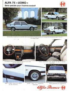 1987 ALFA ROMEO 75 UOMO DATENBLATT FRANZÖSISCH