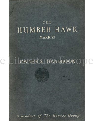 1952 HUMBER HAWK MARK VI INSTRUCTIEBOEKJE ENGELS