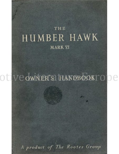 1952 HUMBER HAWK MARK VI INSTRUCTIEBOEKJE ENGELS