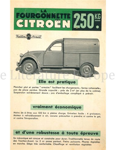 1954 CITROEN LA FOURGONNETTE AZU SERIE 2 BROCHURE FRANS