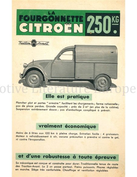 1954 CITROEN LA FOURGONNETTE AZU SERIE 2 PROSPEKT FRANZÖSISCH