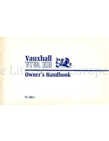 1970 VAUXHALL VIVA HB OWNERS MANUAL ENGLISH