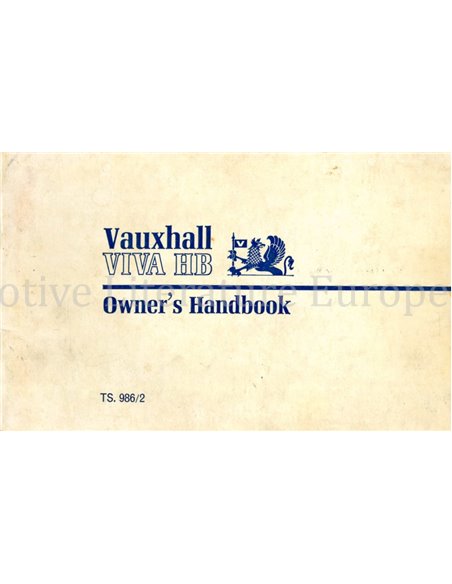 1970 VAUXHALL VIVA HB OWNERS MANUAL ENGLISH