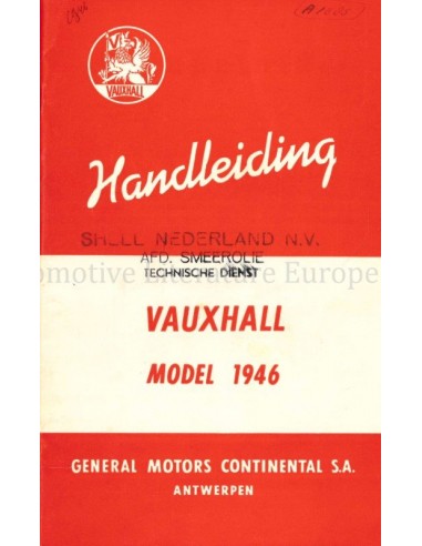 1946 VAUXHALL 10 | 12 | 14 BETRIEBSANLEITUNG NIEDERLÄNDISCH