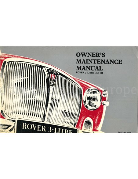 1965 ROVER 3-LITRE MK III GARANTIE- & WARTUNGSHEFT ENGLISCH 