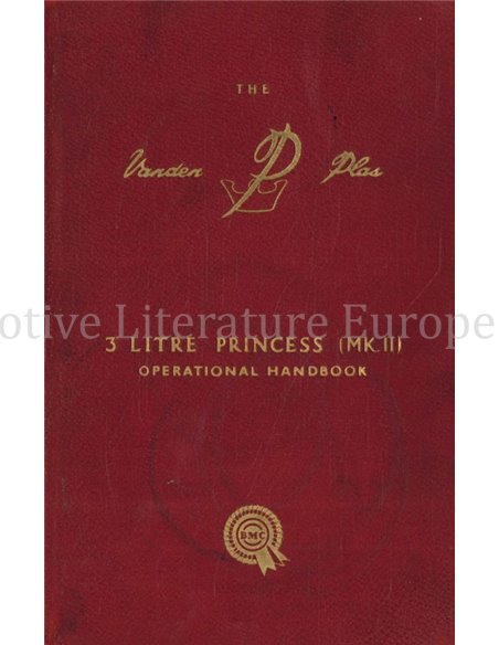 1962 VANDEN PLAS 3 LITRE PRINCESS MK II INSTRUCTIEBOEKJE ENGELS