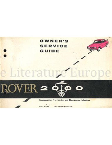 1965 ROVER 2000 SERVICE- EN ONDERHOUDSBOEKJE ENGELS