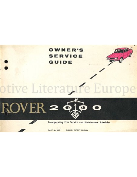 1965 ROVER 2000 SERVICE AND MAINTENANCE MANUAL ENGLISH
