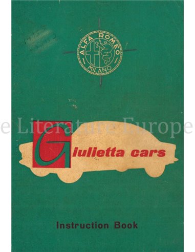1959 ALFA ROMEO GIULIETTA BETRIEBSANLEITUNG ENGLISCH