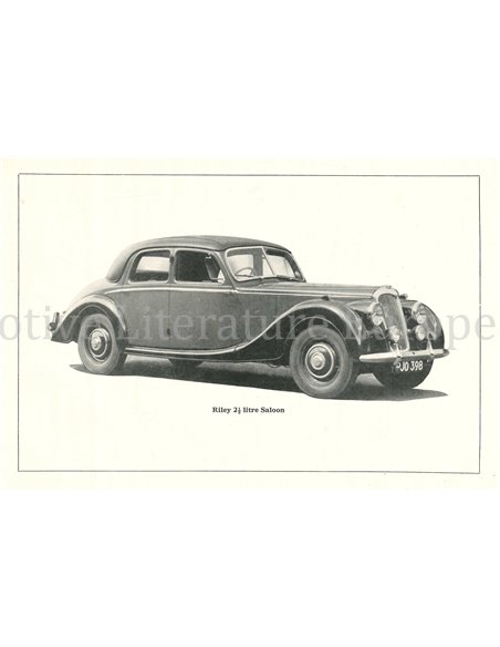 1952 RILEY 100 H.P 2,5 LITRE INSTRUCTIEBOEKJE ENGELS
