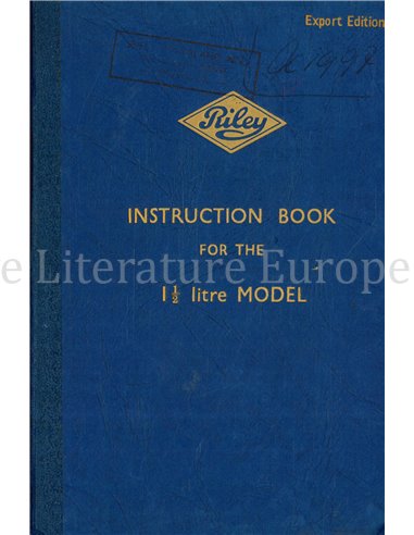 1952 RILEY 1,5 LITRE OWNERS MANUAL ENGLISH