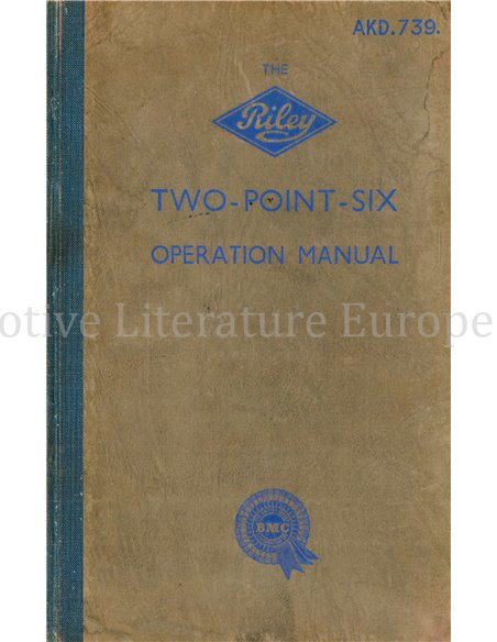 1957 RILEY TWO-POINT-SIX INSTRUCTIEBOEKJE ENGELS