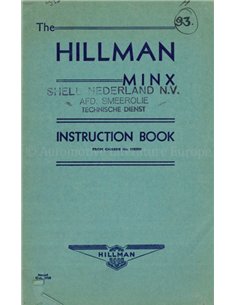 1939 HILLMAN MINX INSTRUCTIEBOEKJE ENGELS