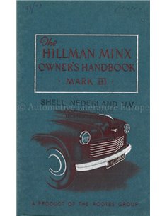 1952 HILLMAN MINX MARK III INSTRUCTIEBOEKJE ENGELS