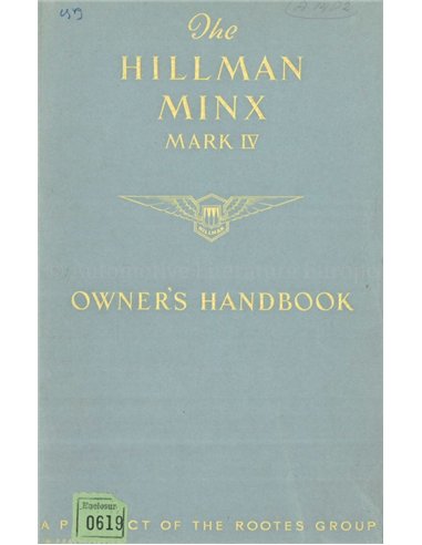 1949 HILLMAN MINX MARK IV INSTRUCTIEBOEKJE ENGELS
