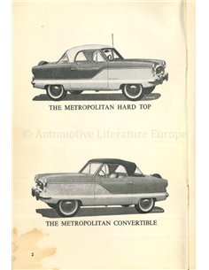 1955 AUSTIN METROPOLITAN 1500I BETRIEBSANLEITUNG ENGLISCH 2