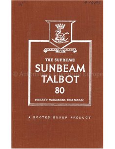 1948 SUNBEAM TALBOT 80 BETRIEBSANLEITUNG ENGLISCH