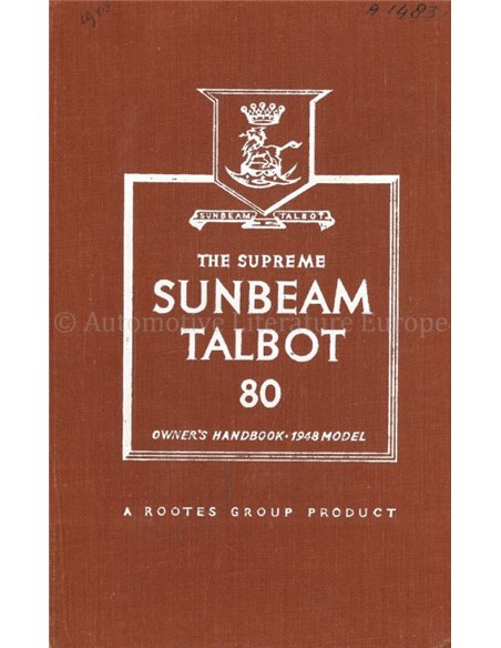 1948 SUNBEAM TALBOT 80 BETRIEBSANLEITUNG ENGLISCH