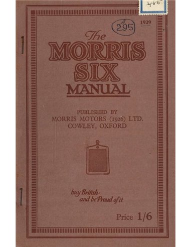1929 MORRIS SIX OWNERS MANUAL ENGLISH