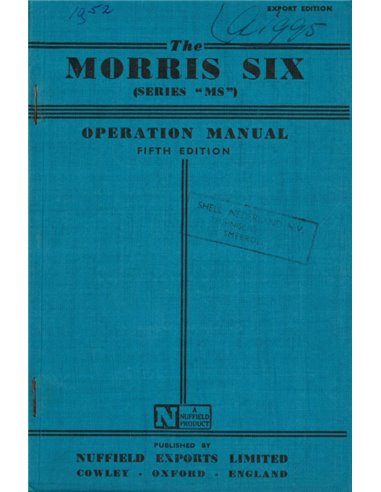 1952 MORRIS SIX (SERIES MS) OWNERS MANUAL ENGLISH