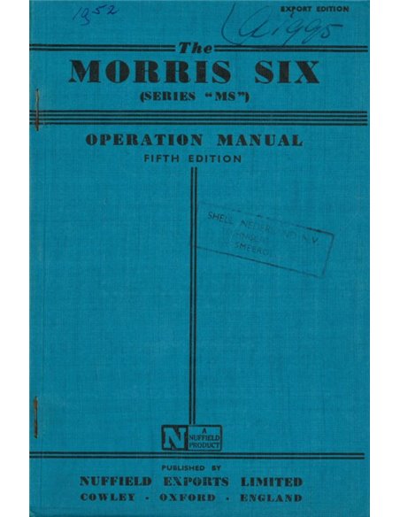 1952 MORRIS SIX (SERIES MS) OWNERS MANUAL ENGLISH