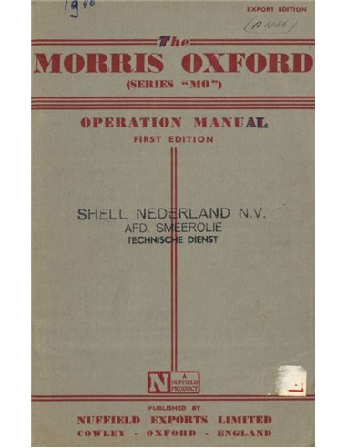 1949 MORRIS OXFORD (SERIES MO) INSTRUCTIEBOEKJE ENGELS