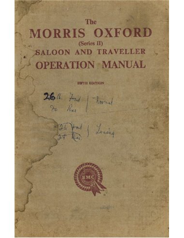 1955 MORRIS OXFORD SAOON | TRAVELLER (SERIES II) OWNERS MANUAL ENGLISH