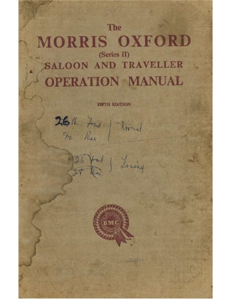 1955 MORRIS OXFORD SAOON | TRAVELLER (SERIES II) OWNERS MANUAL ENGLISH