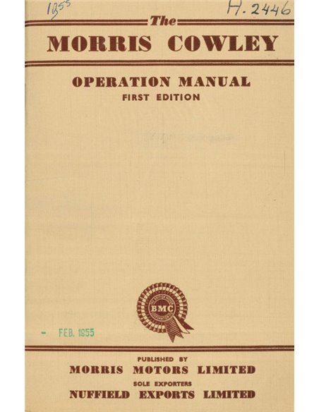 1954 MORRIS COWLEY OWNERS MANUAL ENGLISH
