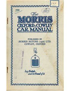 1926 MORRIS OXFORD & COWLEY BETRIEBSANLEITUNG ENGLISCH