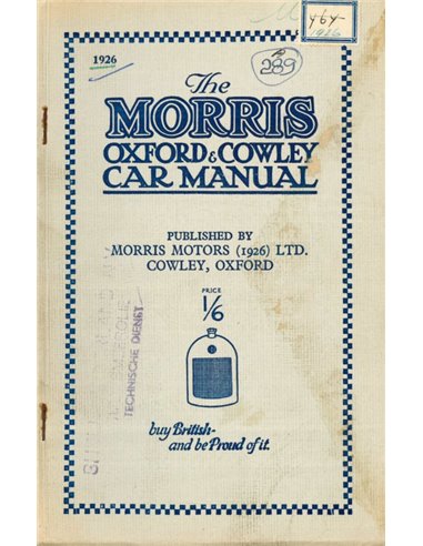 1926 MORRIS OXFORD & COWLEY OWNERS MANUAL ENGLISH