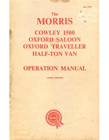 1957 MORRIS COWLEY 1500 | OXFORD SALOON | OXFORD TRAVELLER | HALF-TON BETRIEBSANLEITUNG ENGLISCH