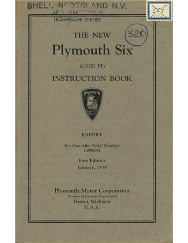 1934 PLYMOUTH SIX OWNERS MANUAL ENGLISH (US)