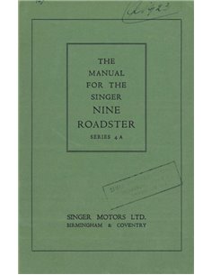 1950 SINGER NINE ROADSTER (SERIES 4A) BETRIEBSANLEITUNG ENGLISCH