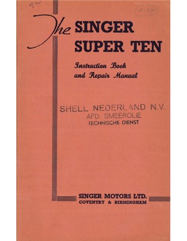 1948 SINGER TEN OWNERS MANUAL ENGLISH