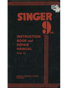 1934 SINGER (NINE) 9 H.P. INSTRUCTIEBOEKJE ENGELS